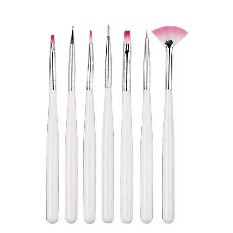 New Arrival 7pcs Nail Art Brush Set Nylon Material UV Gel Ombre Liner Painting Tools for Acrylic Nail Design