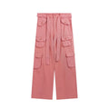 Custom High Street Casual Cargo Pants Women's Retro Loose Denim Mid Waist Breathable Wide Leg for Ladies