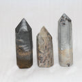 Natural Healing Crystal Single Points Wand for Meditation Black Grass Flower Jasper Gemstone Wand