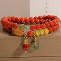 Chinese New Style Red Agate Double-Circle for Bracelet for Women Luckful Safe Buckle Niche Fashionable Fashion Beaded Bracelets MegaBDM