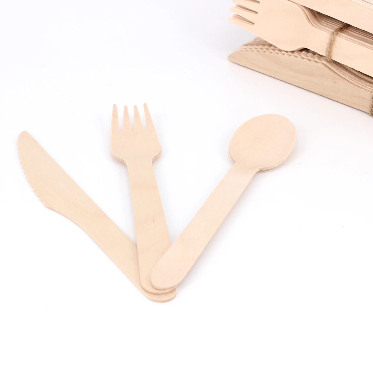 High Quality Compostable Biodegradable Wooden Utensils-Disposable Knife Fork Spoon BPA Free & Heat Resistant for Home Party Use