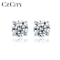 CZCITY Moissanite One Carat Per Pair Silver Earring Stud Women Jewelry 925 Sterling Silver Earring Stud for Women