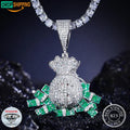 Jewelry Dropshipping Factory Price Hip Hop Jewelry 925 Sterling Silver VVS Moissanite Diamond Iced Out Money Bag USD Pendant