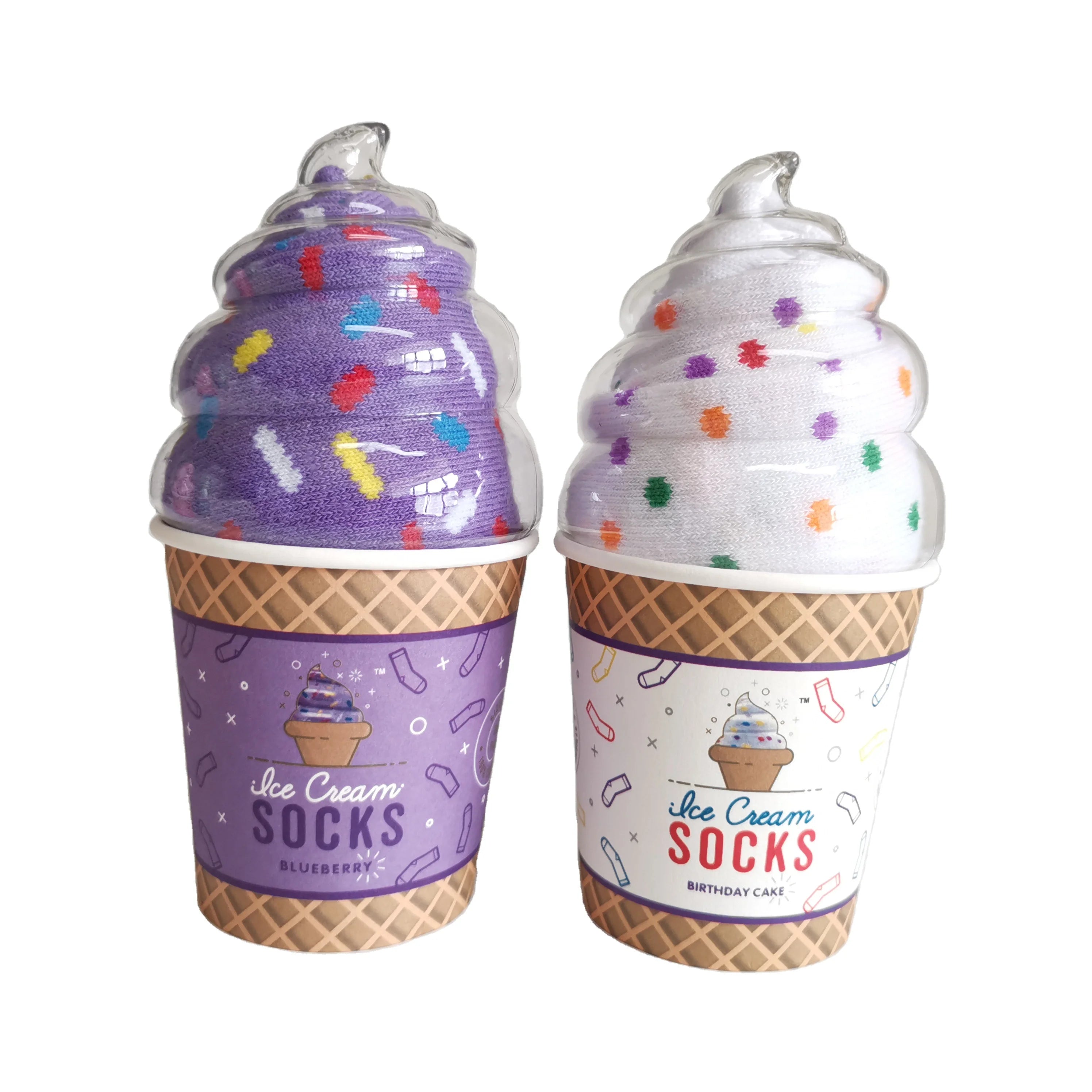 New Design Custom Funny Breathable Crew Knitted Woven Ice Cream Socks for Daily Use