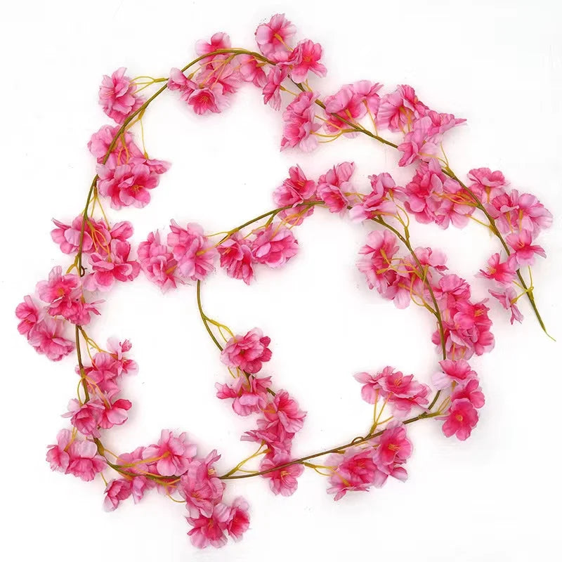 Artificial Cherry Blossom Flower Vines Hanging Silk Flowers Garland for Wedding Party Home Decor