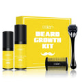 Private Label 4 Pcs in 1 Beard Growth Kit 33mm Roller and Comb Serum Natural Ingredients Beard Growth Kits