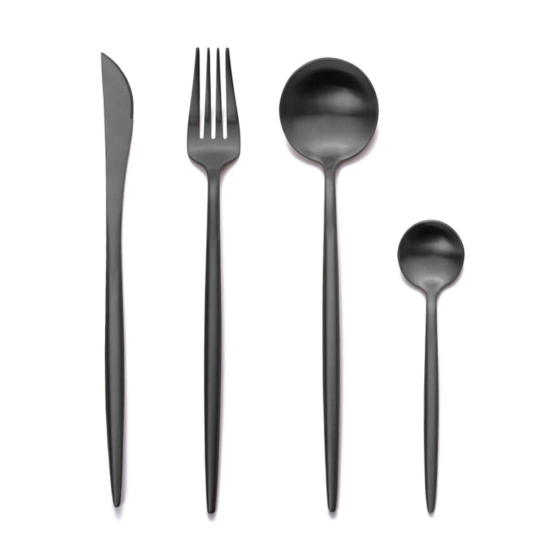 Wholesale AMZN Best Cutlery Set Modern Silverware 18/10 Stainless Steel Matte Black Flatware