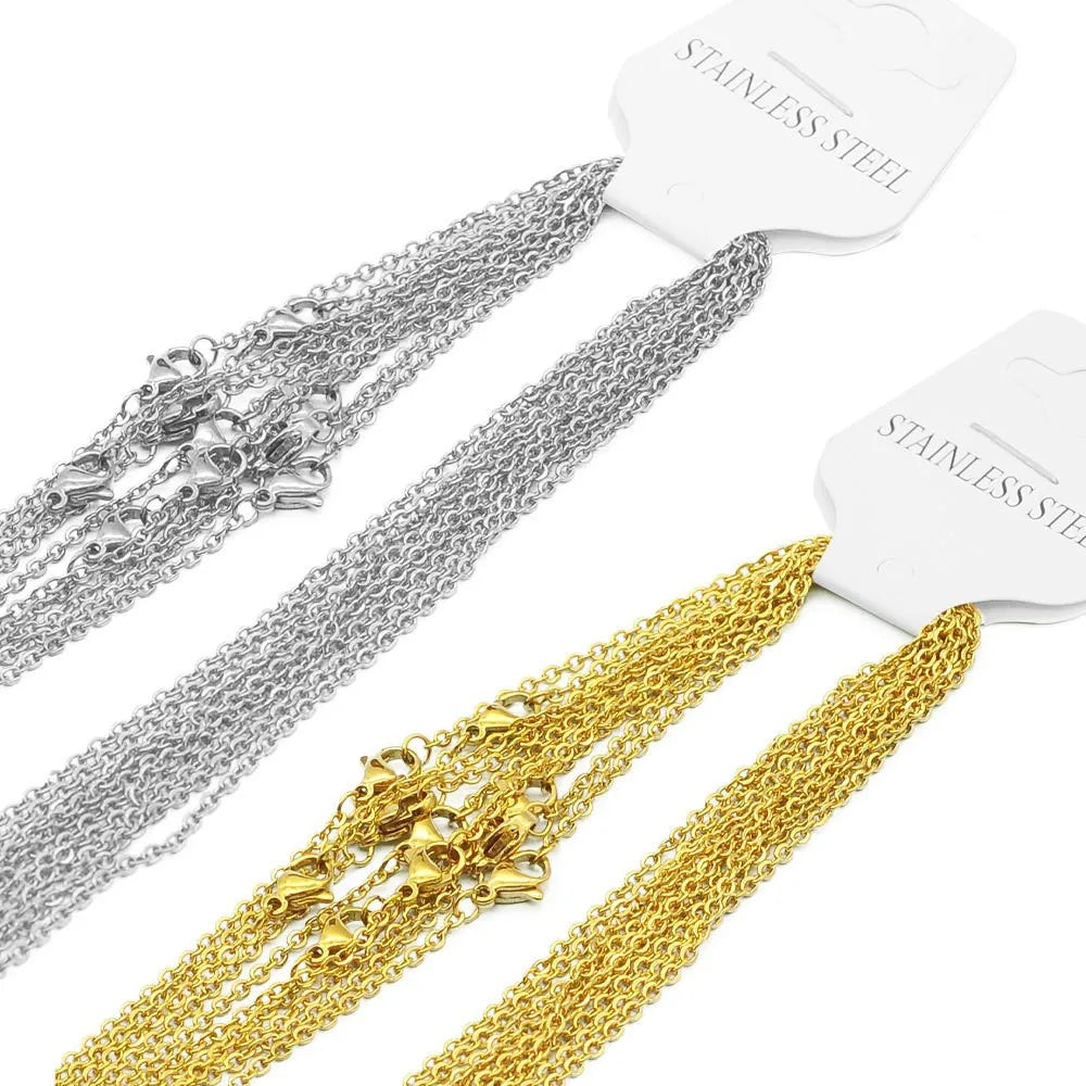 Wholesale Gold Plating O Shaped Necklace Chain Width 1.2/1.5/2.0MM Silver Gold Stainless Steel Chain Necklace for Jewelry Making