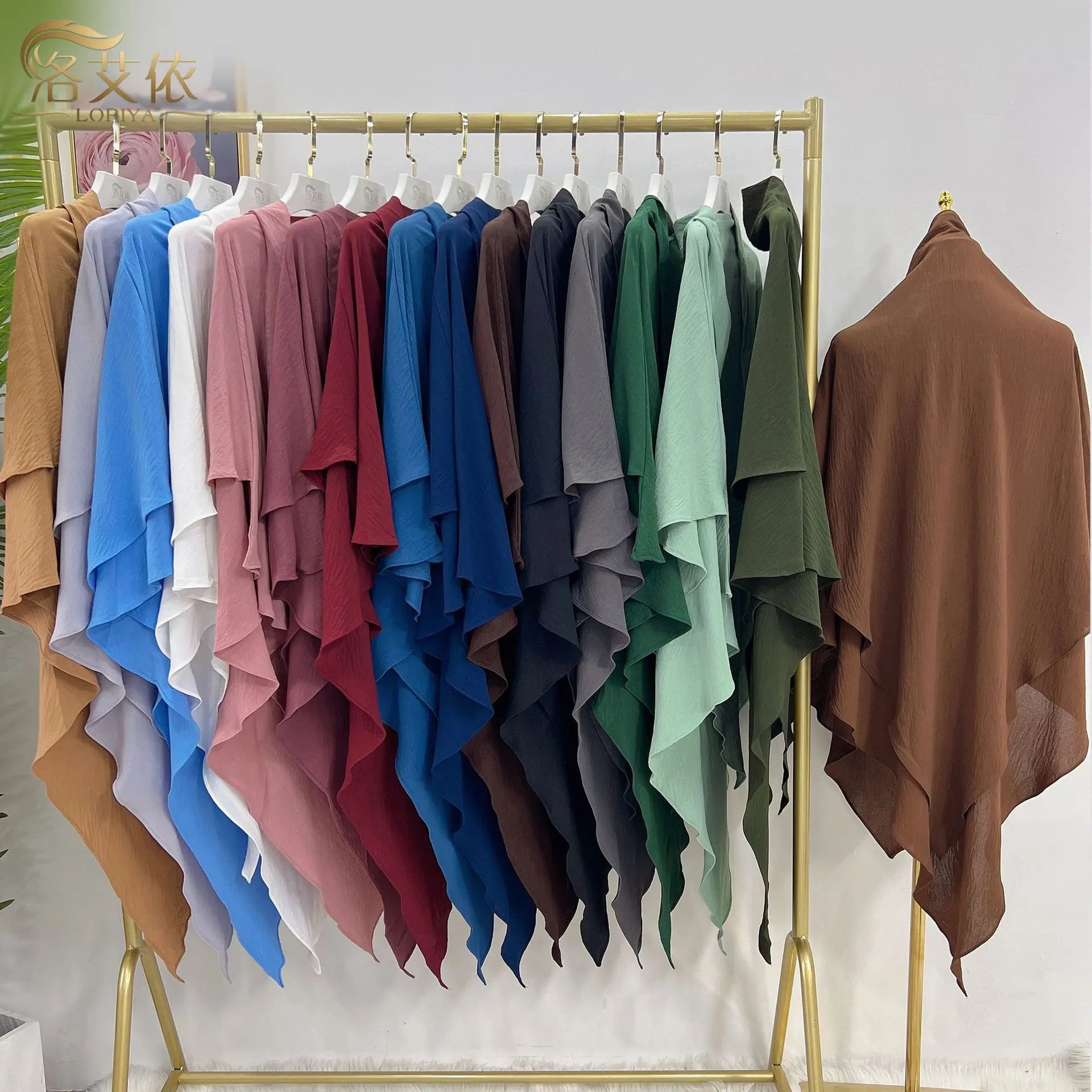 2023 Eid Traditional Muslim Prayer Islamic Khimar 2-Layer Chiffon Solid Color Summer Abaya for Women