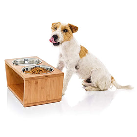 Premium Eco-friendly Bamboo Pet Feeder Custom Factory-made Dining Table for Dogs and Cats Ergonomic Raised Pet Feeder Station