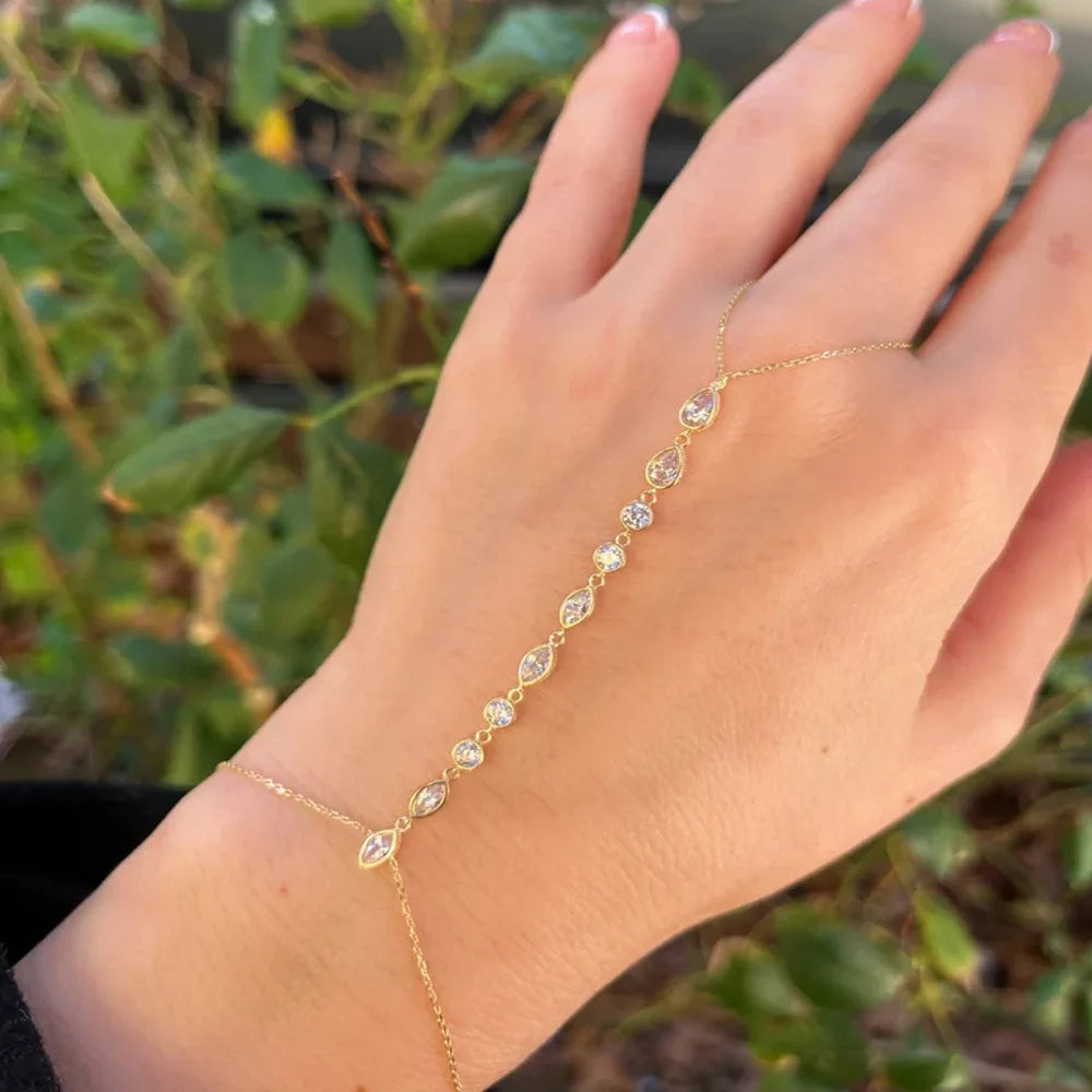Fashionable Elegant Jewelry for Women Copper and Zircon Finger Bracelets