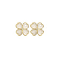 In Stock Cat Eye Stone Four Leaf Clover Silver 925 Gemstone Stud Earrings