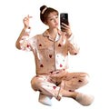 High Quality Ice Silk Women's Sleepwear Long Sleeve Sets Pajamas Home Clothes