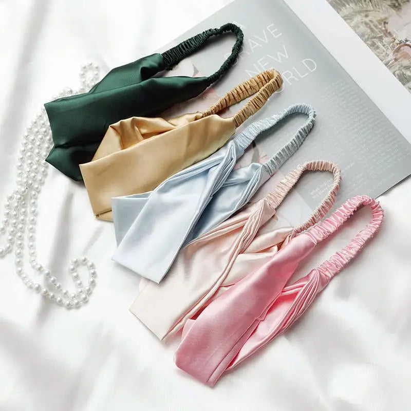 Light Luxury Comfortable Elastic Silk Headband Solid Color Cross Fashion for Beauty & Personal Care