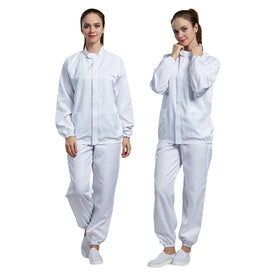 H-1106 Unisex Long Sleeve 100% Cotton Splash-Protective Food Processing Workwear Uniforms for Fast Food Industry Stand Collar