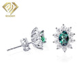 925 Sterling Silver Statement Stud Earrings Women Simulated Diamond Lab Grown Zambian Emerald Wholesale Jewelry