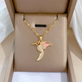 Titanium Steel Zircon Diamond Bird Pendant Necklace Charm Choker Chain for Women Wedding Engagement Stainless Steel Jewelry