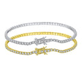 RINNTIN SB61 Wholesale Price 925 Sterling Silver 4A Clear 2mm Cubic Zirconia CZ 14K Gold Tennis Bracelets