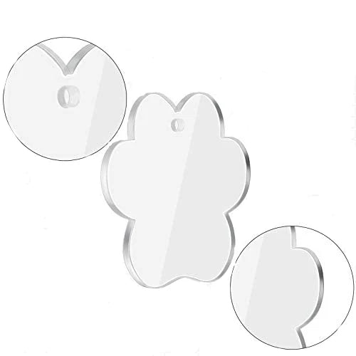 2-Inch Acrylic Animal Paw Charm Transparent Cat Paw DIY Jewelry Keychain with Blank Keychains