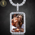 Wholesale 45mm White Gold Plated Brass AAAAA Zircon Diamond Iced Out Photo Square Memorial Pendant for Necklace