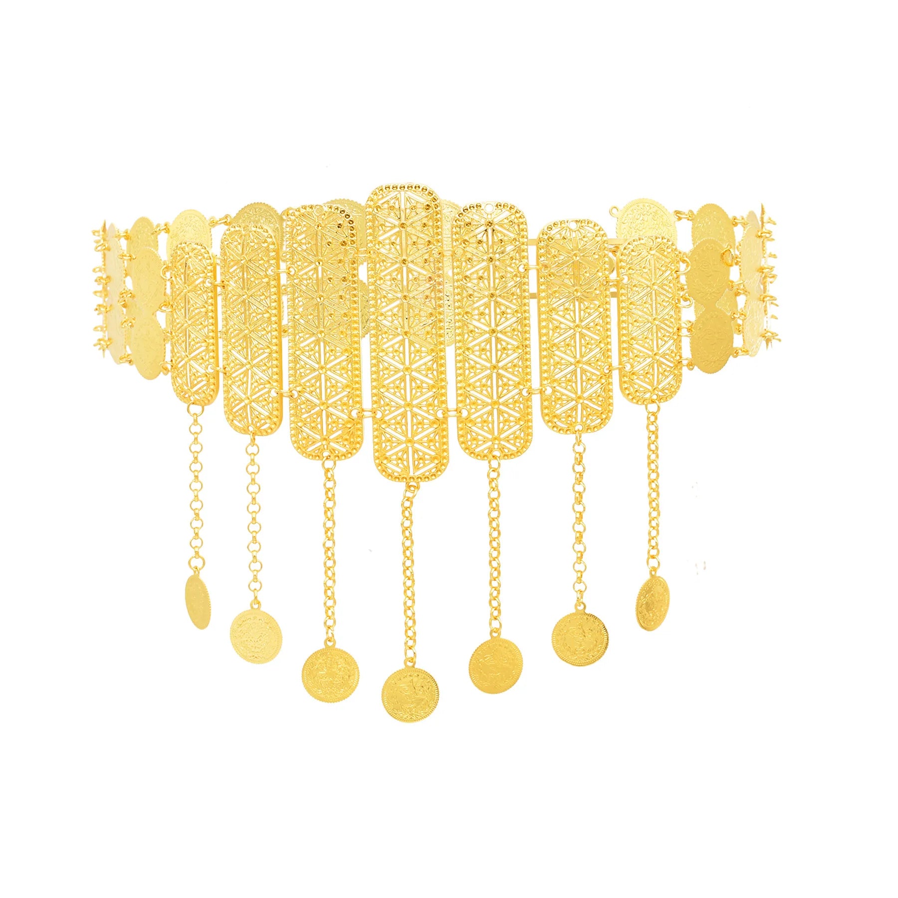 Geometry Flower Belt Flower Gold Plated Coin Waist Chain Dancing Body Jewelry