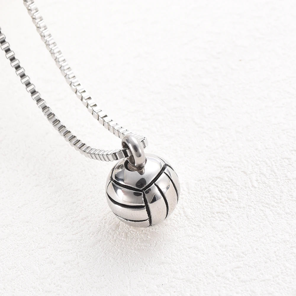 Stainless Steel Cremation Urn Memorial Ash Jewelry Volleyball Pendant Ash Keepsake Ball Urn Necklace Ashe Cemetery Urn Cremation