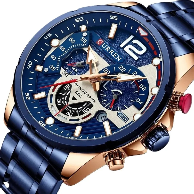 OEM Accept CURREN Men Watch Waterproof Chronograph Men Watch Top Brand Silver Stainless Steel Sport Male Clock 8395