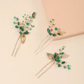 Green Leaf Bridal Hair Comb Retro Palace Headpiece Opal Crystal Hairpin Pearls Wedding Hair Pin Accessories Women