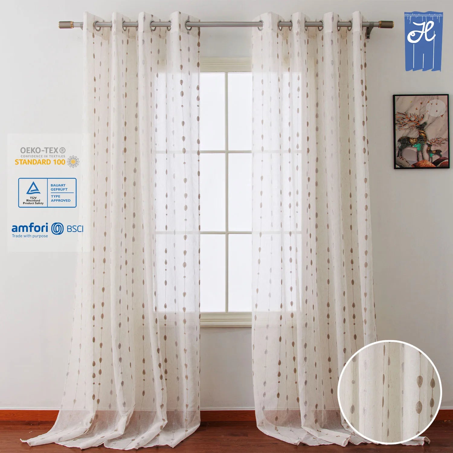 Cheap Price Factory Wholesale Customizable Geometric Embroidery Sheer Tulle Window Curtains Drapes Europe Style 100% Polyester