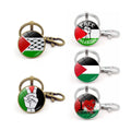 Manufacturer Palestine Flag Design Keychain Crystal Glass Dome Cabochon Pendant I Heart Palestine Design Key Chain