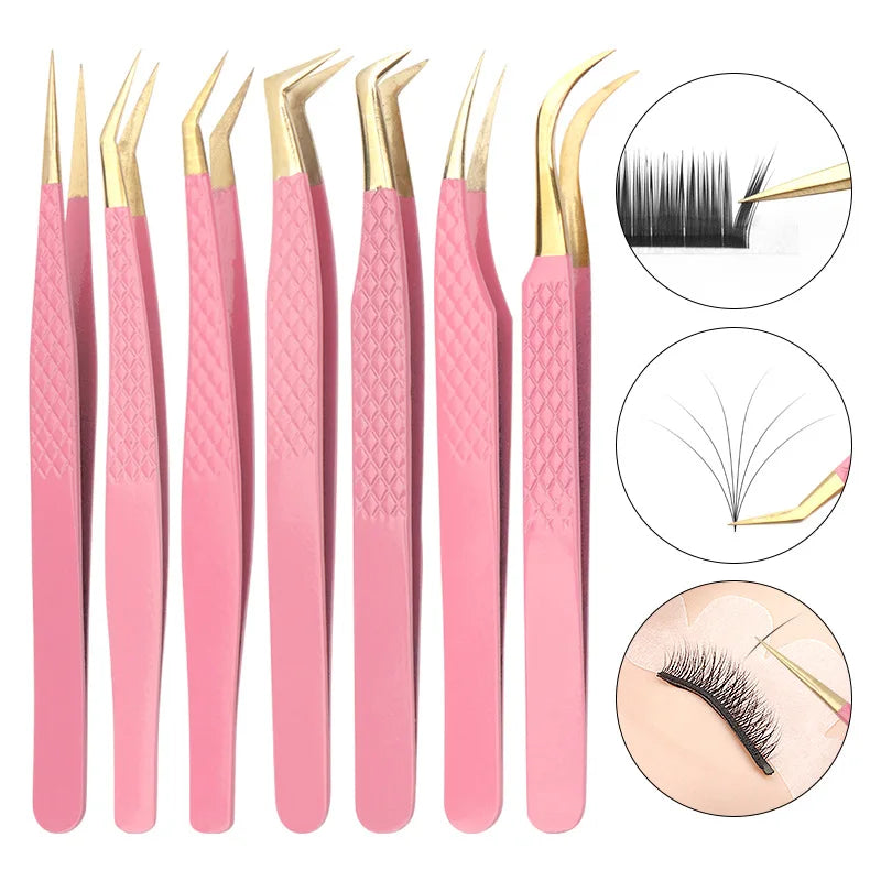 Private Label Custom Lash Extension Fiber Tip Strong Hold Slim Thin Straight Volume 90 Degree Tweezers for Eyelash Extension
