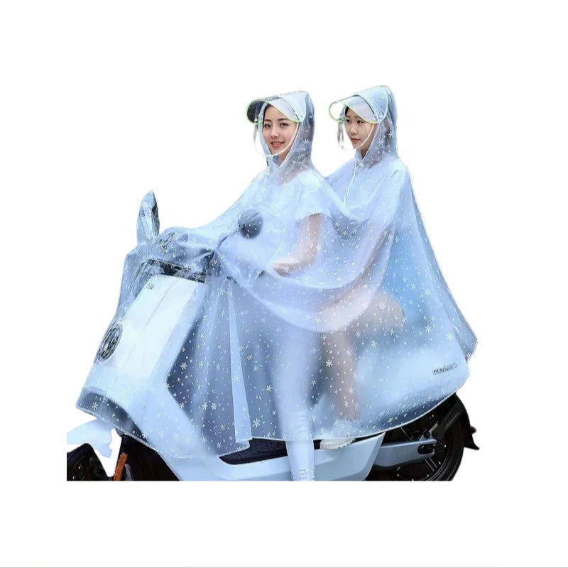 Electric Motorcycle Double Oversized for Poncho Waterproof Raincoat with Double Brim for Outdoor Tour & Camping