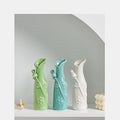 Modern White Ceramic Vase for Home Use for Flower Arrangements Green Radish Hydroponic Rich Bamboo Dried Artificial Flowers