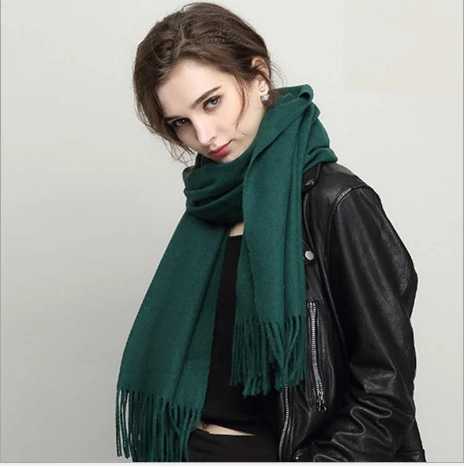 JINGMI Double-Sided Solid Color Cashmere Shawl Autumn and Winter Tassel Scarf