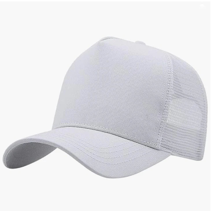 Customizable 5-Panel White Trucker Hat 100% Polyester Waterproof Fabric Street Style Letter Pattern for Business