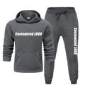High Quality Custom Logo Pull Over Long Sleeves Gym Sports Cotton Plus Size Men's Jogger Hoodies Sweatshirt Set