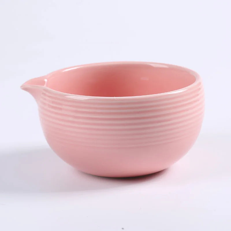 Retro Traditional Handmade Porcelain Crude Matcha Bowl Unique Chawan Whisk Scoop Tea Ceremony Matcha Bowl with Spout
