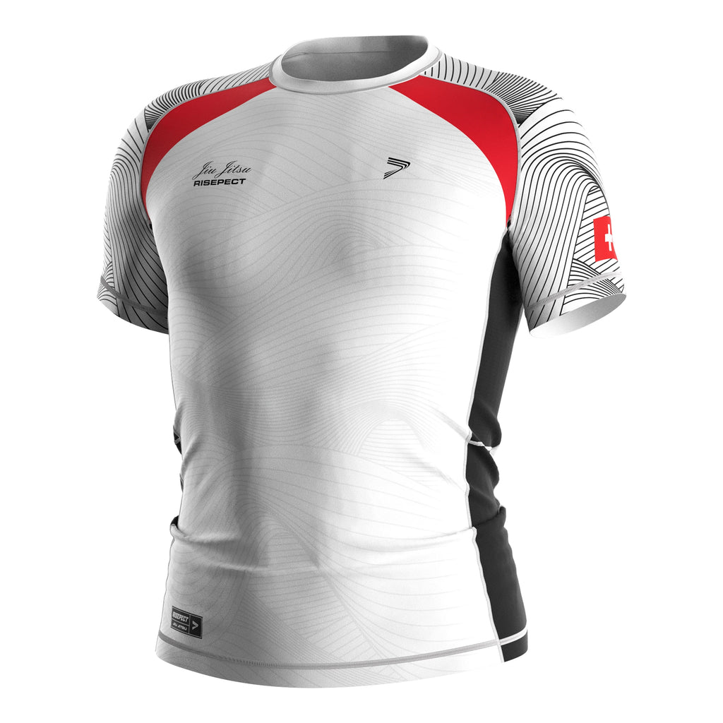 Professional Rashguard Swiss Flag Inspired Side Panels Max Airflow Silicone Grip Quick Dry for Daily Training