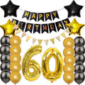 2025 New Black and Gold 18th 20th 30th 40th 50th 60th 70th Balloons Backdrop Happy Birthday Decoration