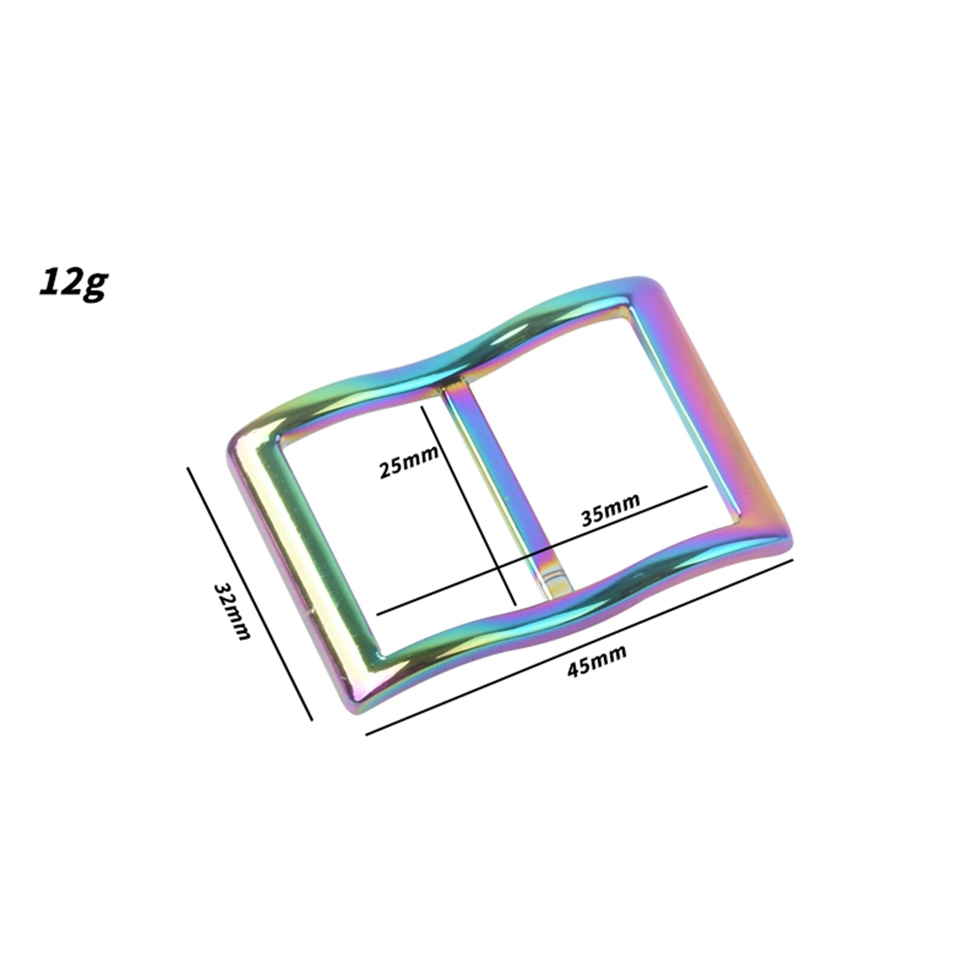 Ivoduff 25mm Handbag Wide Curve Arc Rainbow Metal Adjustable Webbing Tri Glide Slider Buckles