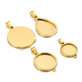 Drop Cabochon Cameo Base Setting Charms Round Connectors Pendant Necklace Jewelry Findings Accessories