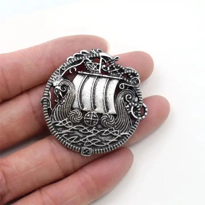 Custom Sailing Boat Brooches History Viking Norse Ship Brooch Pins Jewelry for Women Men