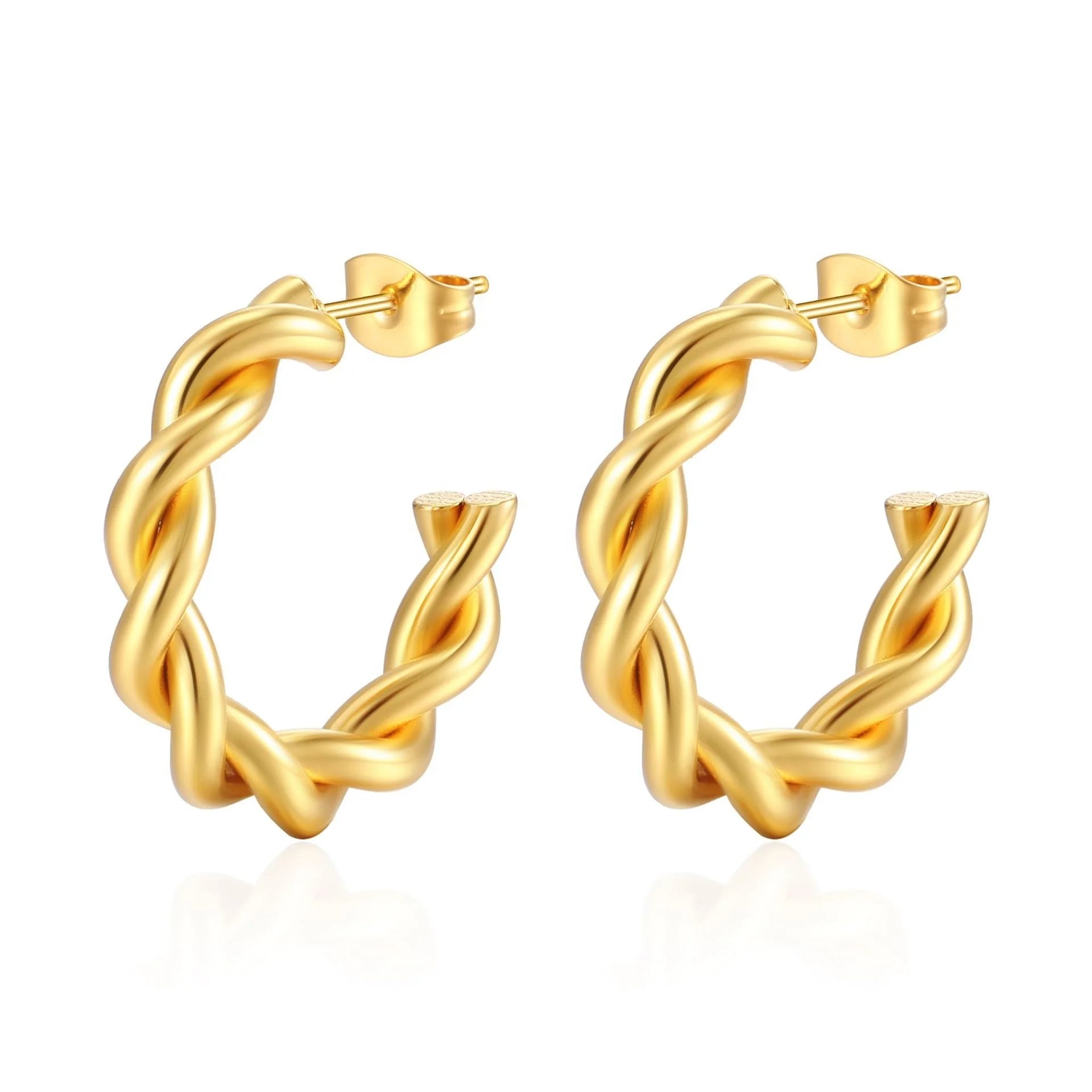 Fashion Stainless Steel Electroplated Gold and Silver Compilation Hoop Earrings Jewelry Accessories Customized