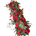 E-L119 Artificial Silk Flower Table White Flower Runner Wedding 1m Red Rose Flowers Row