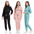 Custom logo Nurse Doctor Zip Collar Girls Hospital Uniforms Scrubs Medical Scrubs Suits Top Jogger Pant Zipper Jacket Scrubs Set