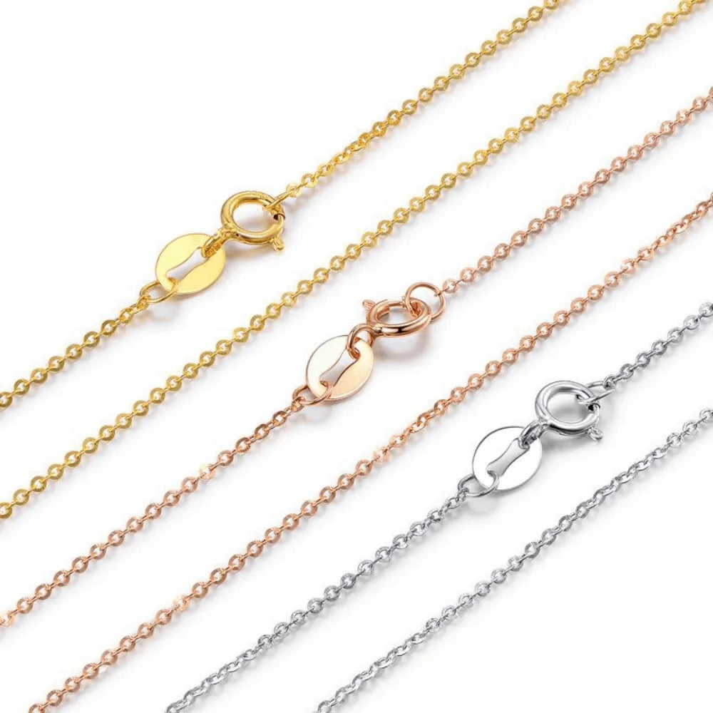 18k Real Pure Gold Chain Necklace Women Jewelry