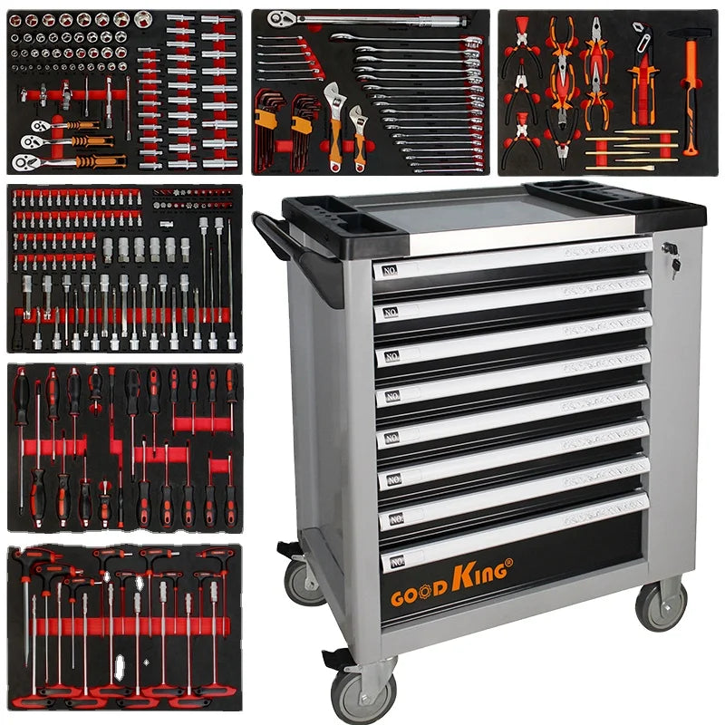 Srunv 421 Pcs 7-Drawer Heavy Duty Stainless Steel Rolling Tool Cabinet Tool Cart with Wheels for Garage Workshop MegaBDM