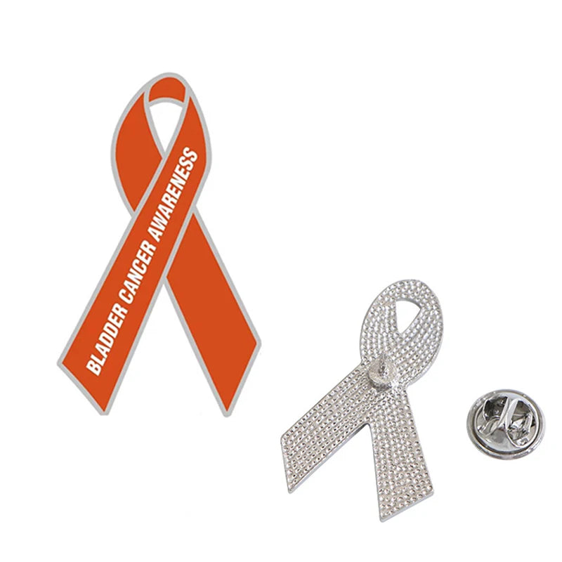 Factory Enamel Orange Bladder Cancer Awareness Ribbon Brooch Backpack Suit Hat Clothes Tie Brooch Badge Lapel Pin