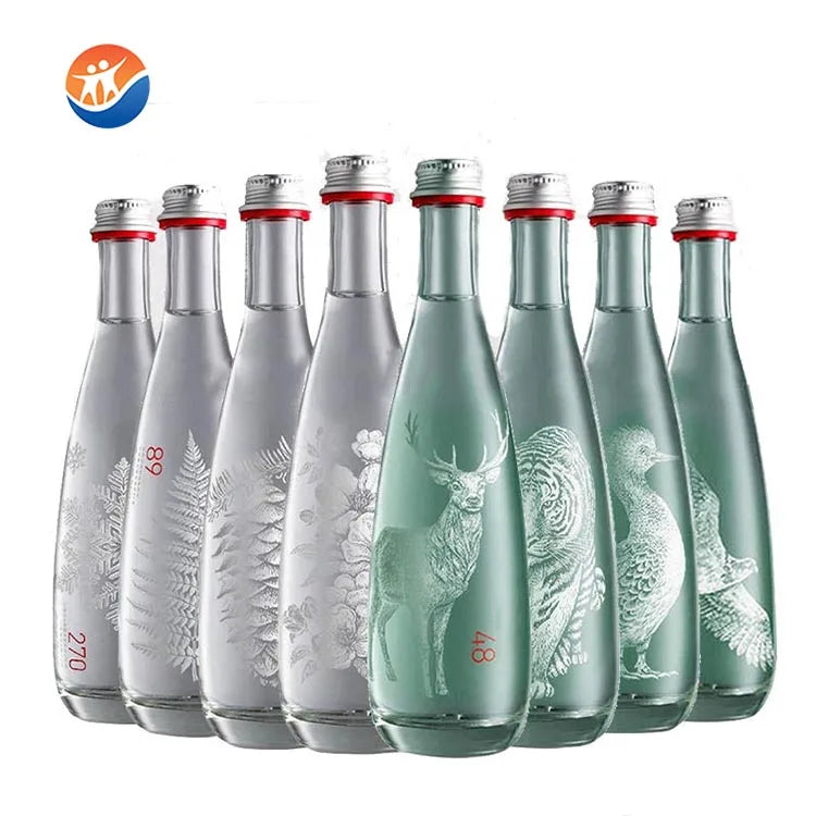 Wholesale 250ml 300ml 350ml 400ml 500ml 750ml 800ml clear Round Voss Bottle Drinking Glass Water Bottle with Screw Lid