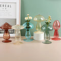 Office Desktop Pothos Copper Money Grass Water-cultured Plant Glass Vase Container Creative Glass Mushroom Small Vase